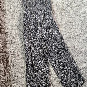 Floral Navy Prairie Whimsy grunge‎ Fairy Y2K Indie Hippie Smocked Jumpsuit